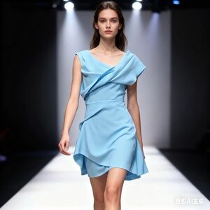 Acler Sky Blue One-Shoulder Dress